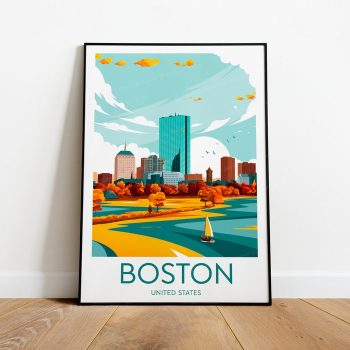 Boston Travel Canvas Poster Print - United States Boston Poster Boston Print Massachusetts Print