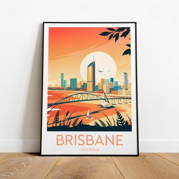 Brisbane Evening Travel Canvas Poster Print - Australia