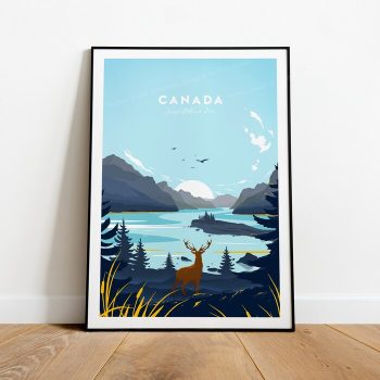 Canada Traditional Travel Canvas Poster Print - Jasper National Park Canada Print Canada Poster