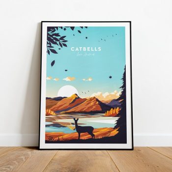 Catbells Traditional Travel Canvas Poster Print - Lake District Catbells Poster