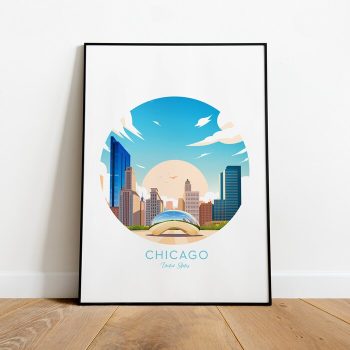 Chicago Minimalistic Travel Canvas Poster Print - United States