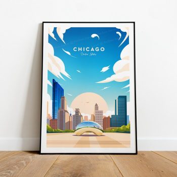 Chicago Traditional Travel Canvas Poster Print - United States