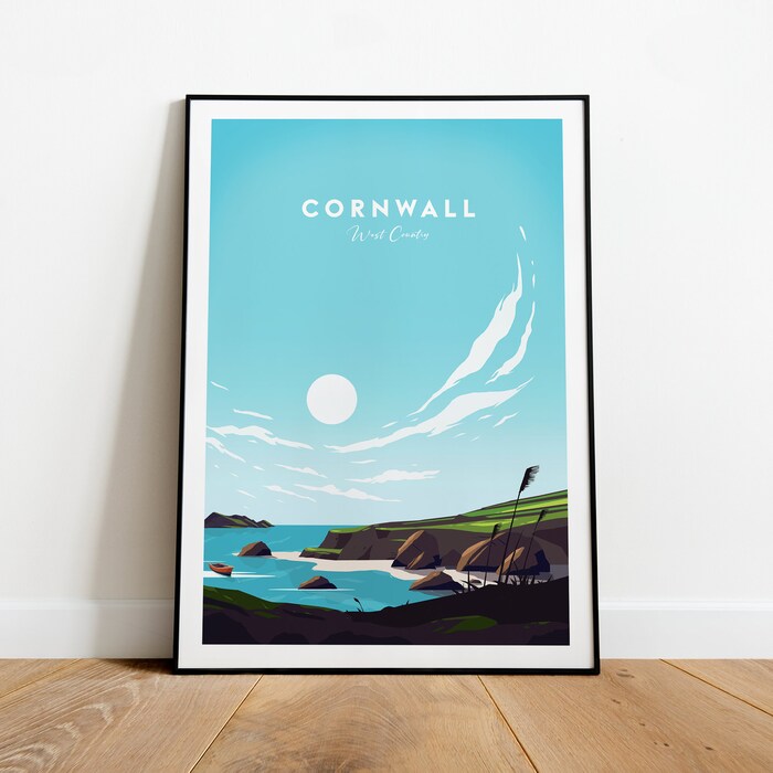 Cornwall West Country Traditional Travel Canvas Poster Print Cornwall Poster