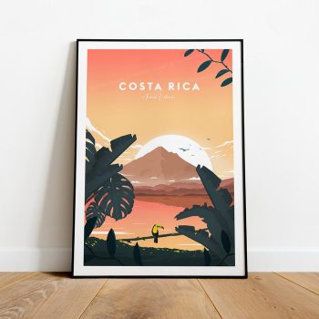 Costa Rica Evening Traditional Travel Canvas Poster Print Costa Rica Poster San José Poster Areanal Volcano