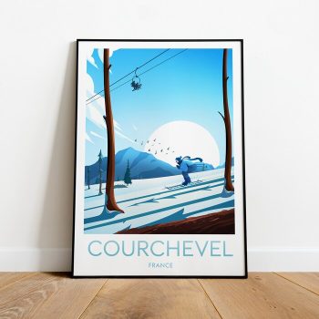 Courchevel Travel Canvas Poster Print - France - Ski Resort