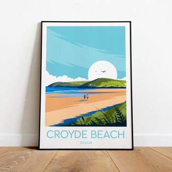 Croyde Beach Travel Canvas Poster Print - Devon
