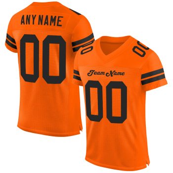 Custom Orange Black Mesh Football Jersey