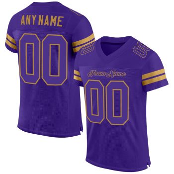 Custom Purple Purple-Old Gold Mesh Football Jersey