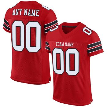 Custom Red White-Black Mesh Football Jersey