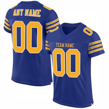 Custom Royal Gold-White Mesh Football Jersey