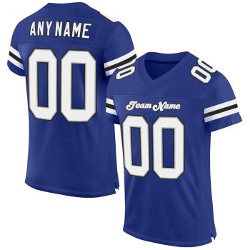 Custom Royal White-Black Mesh Football Jersey