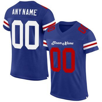 Custom Royal White-Red Mesh Football Jersey