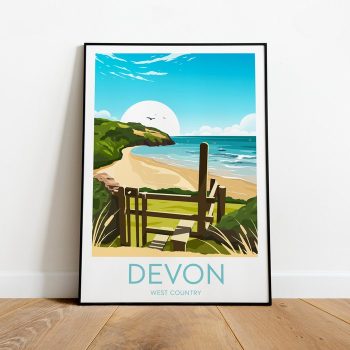 Devon Travel Canvas Poster Print - West Country