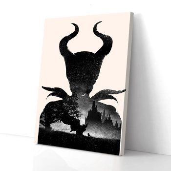 Disney Villains Maleficent Reflection Starry Night Cartoon Canvas Poster Prints Wall Art Decor