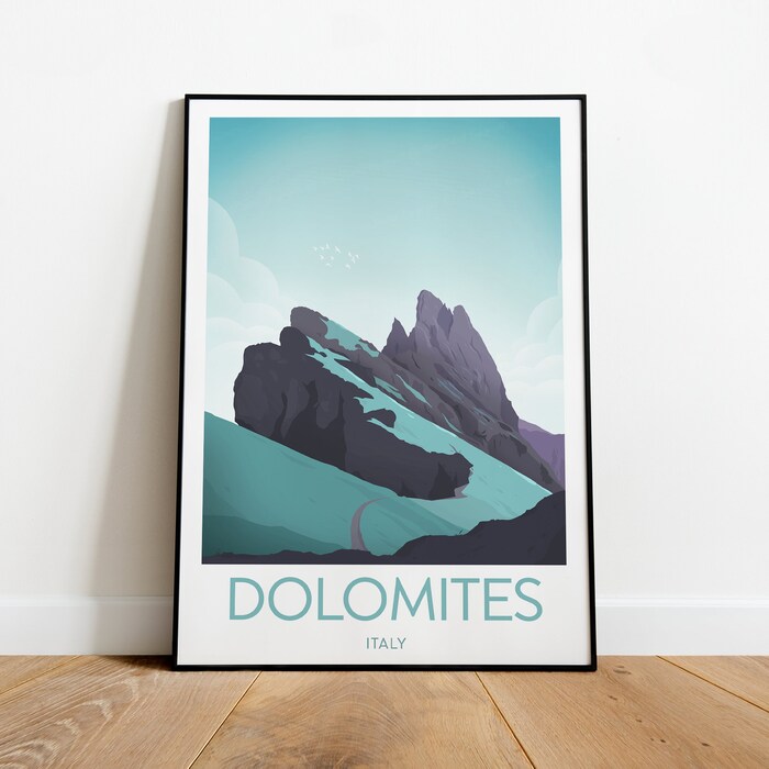 Dolomites Travel Canvas Poster Print - Dolomites Italy Print Italy Poster Dolomites Print Italy Artwork