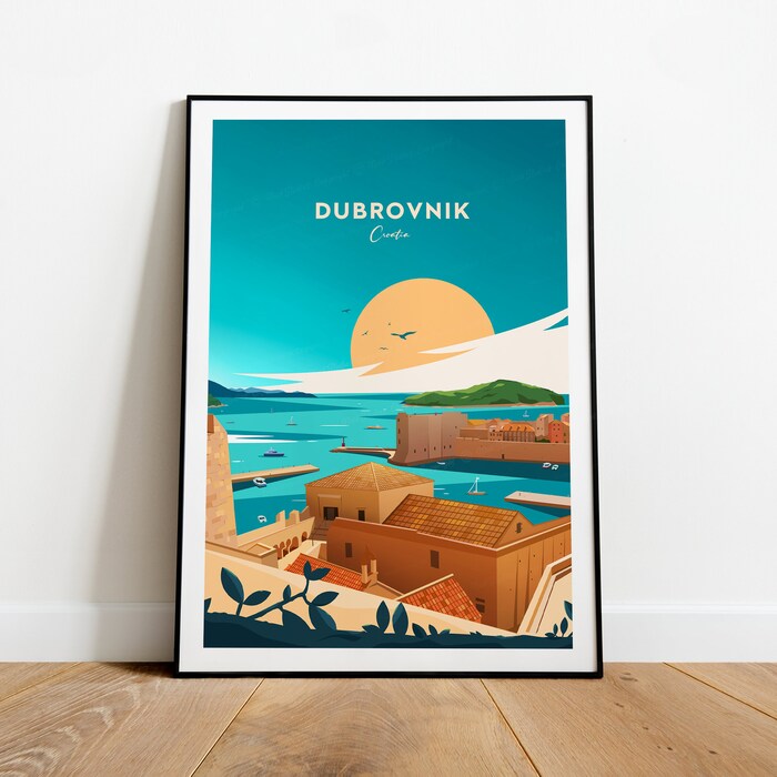 Dubrovnik Traditional Travel Canvas Poster Print - Croatia