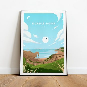 Durdle Door Traditional Travel Canvas Poster Print - Dorset