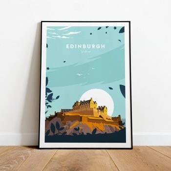 Edinburgh Traditional Travel Canvas Poster Print - Scotland Edinburgh Poster Edinburgh Castle.