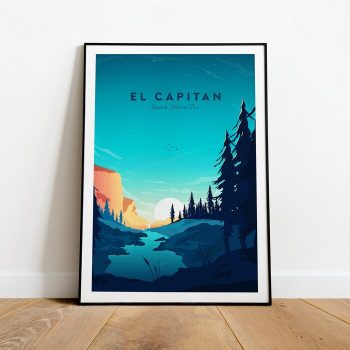 El Capitan Traditional Travel Canvas Poster Print - Yosemite National Park El Capitan Print El Capitan Poster Yosemite Print Yosemite Poster