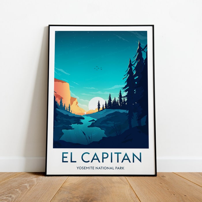 El Capitan Travel Canvas Poster Print - Yosemite National Park El Capitan Print El Capitan Poster Yosemite Print Yosemite Poster
