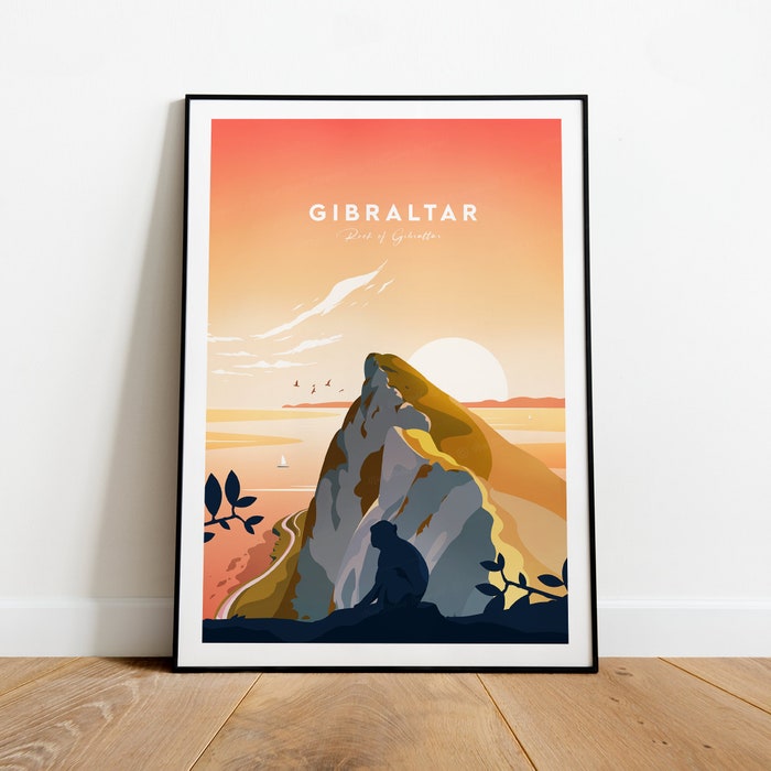 Gibraltar Traditional Travel Canvas Poster Print - Rock Of Gibraltar