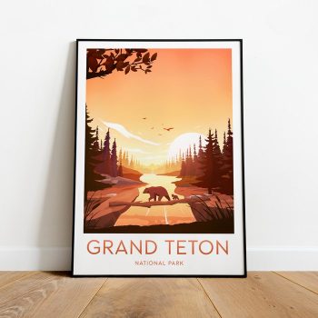 Grand Teton Travel Canvas Poster Print - National Park Grand Teton Poster Wall Art