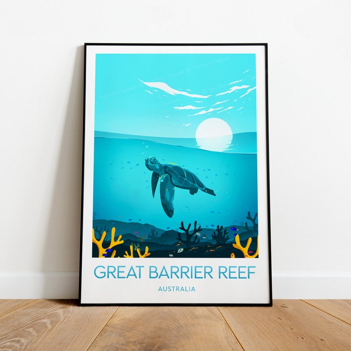 Great Barrier Reef Travel Canvas Poster Print Australia Great Barrier