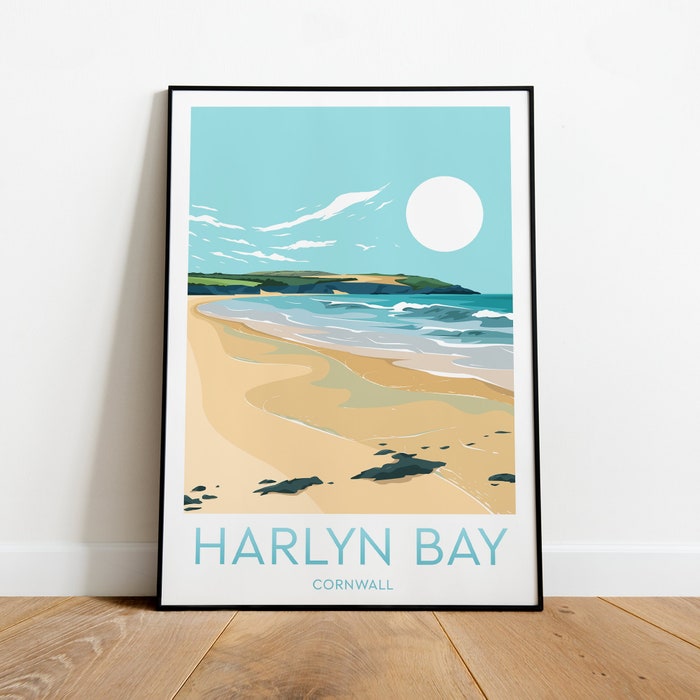 Harlyn Bay Travel Canvas Poster Print - Cornwall