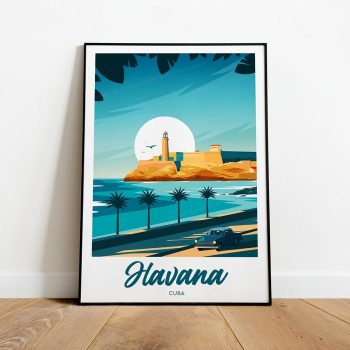 Havana Travel Canvas Poster Print. Havana Travel Poster Havana Artwork