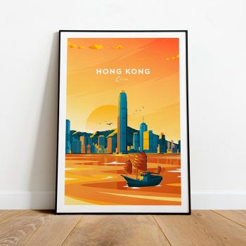 Honk Kong Evening Traditional Travel Canvas Poster Print - China Hong Kong Poster