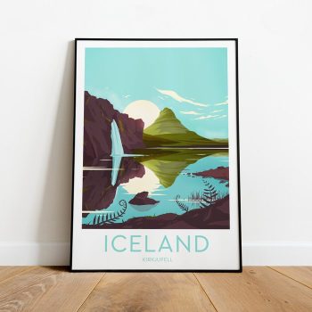 Iceland Travel Canvas Poster Print - Kirkjufell Mountain. Iceland Print Reykjavik Poster