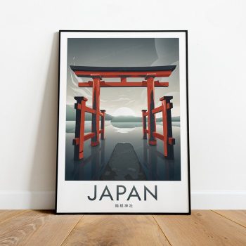 Japan Travel Canvas Poster Print - Hakone Shrine Japan Print Japan Poster