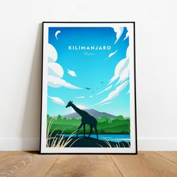 Kilimanjaro Traditional Travel Canvas Poster Print - Tanzania