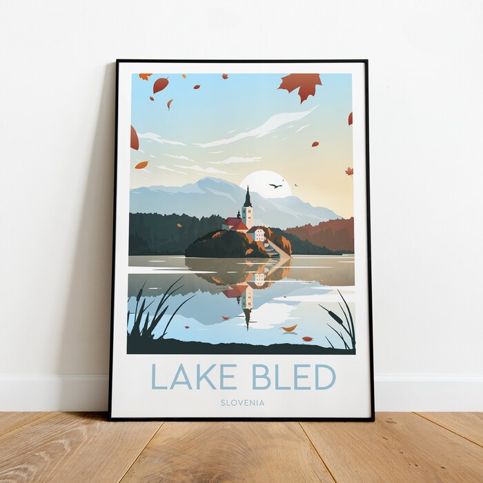 Lake Bled Travel Canvas Poster Print - Slovenia Lake Bled Poster Slovenia Print