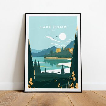 Lake Como Traditional Travel Canvas Poster Print - Italy Lake Como Print Lake Como Poster Italy Print