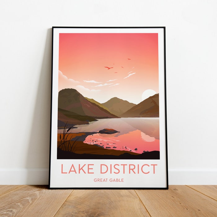 Lake District Evening Travel Canvas Poster Print - Great Gable Lake District Print Lake District Poster