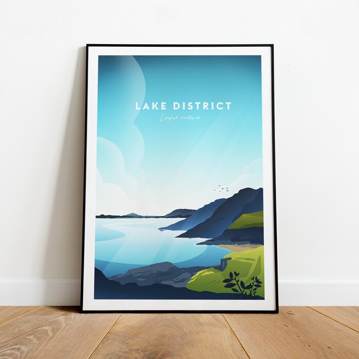 Lake District Traditional Travel Canvas Poster Print - Uk Lake District Print Lake District Poster