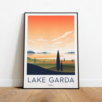 Lake Garda Sunset Travel Canvas Poster Print - Italy