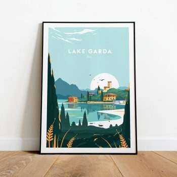 Lake Garda Traditional Travel Canvas Poster Print - Italy Lake Garda Print Lake Garda Poster Italy Print Italy Poster