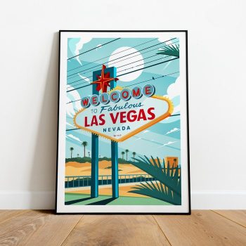 Las Vegas Traditional Travel Canvas Poster Print - Nevada