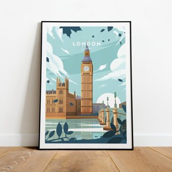 London Traditional Travel Canvas Poster Print - England London Poster Big Ben Print