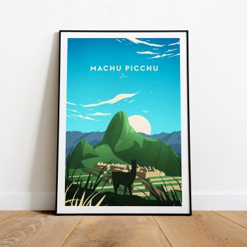 Machu Picchu Traditional Travel Canvas Poster Print - Peru Machu Picchu Poster Travel Art