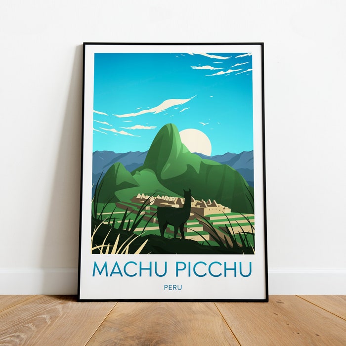 Machu Picchu Travel Canvas Poster Print - Peru Machu Picchu Poster Travel Art