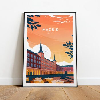 Madrid Evening Traditional Travel Canvas Poster Print - Spain Madrid Poster Madrid Artwork