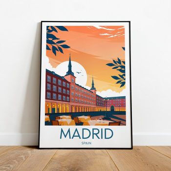 Madrid Evening Travel Canvas Poster Print - Spain Madrid Poster Madrid Artwork