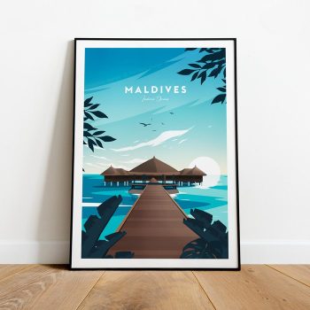 Maldives Traditional Travel Canvas Poster Print - Indian Ocean Maldives Poster Maldives Print