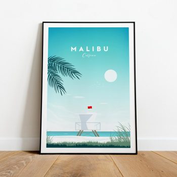 Malibu Traditional Travel Canvas Poster Print - California Malibu Print Malibu Poster California Print California Poster