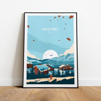 Meribel Traditional Travel Canvas Poster Print - France Meribel Poster Ski Poster Ski Resort Print Meribel Ski