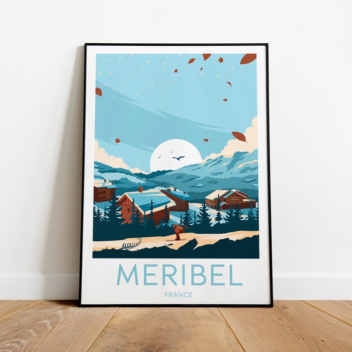 Meribel Travel Canvas Poster Print - France Meribel Poster Ski Poster Ski Resort Print Meribel Ski