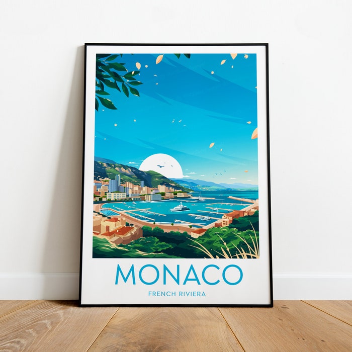 Monaco Travel Canvas Poster Print - French Riviera Monaco Poster Monte Carlo Print